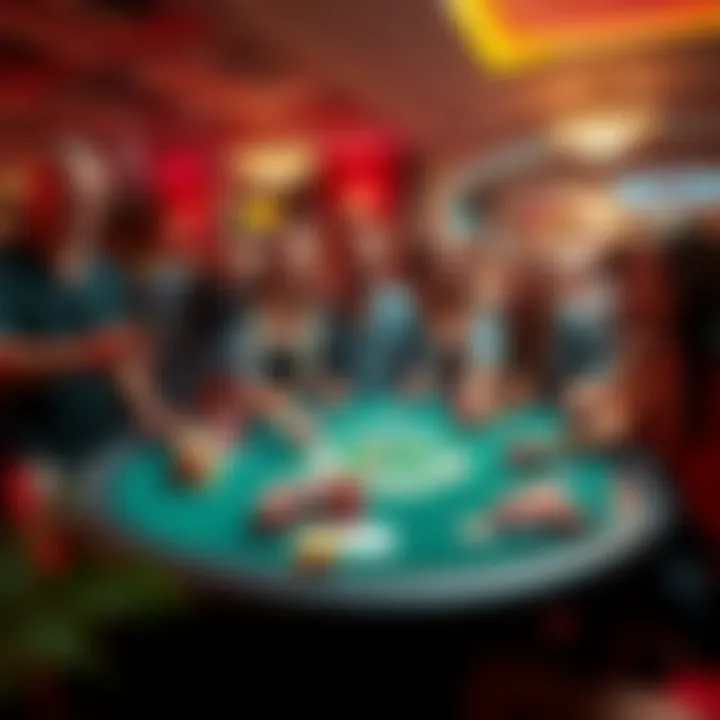 A group of friends joyfully celebrating a big win at a casino table, surrounded by chips and cards