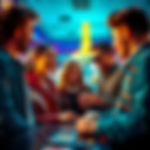 A group of friends discussing their upcoming trip to Las Vegas, excited about slot machines and betting options.