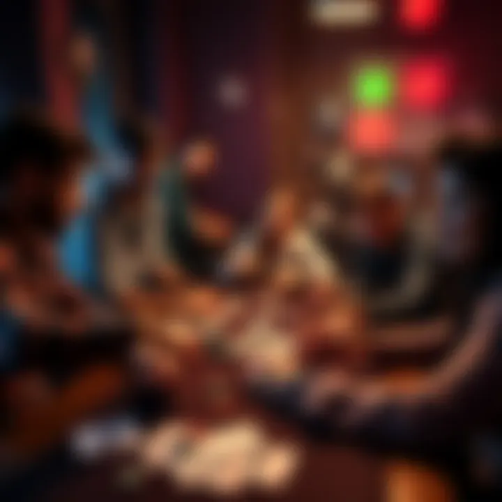 Friends gathered around a table, enjoying a casual poker game with chips and cards spread out