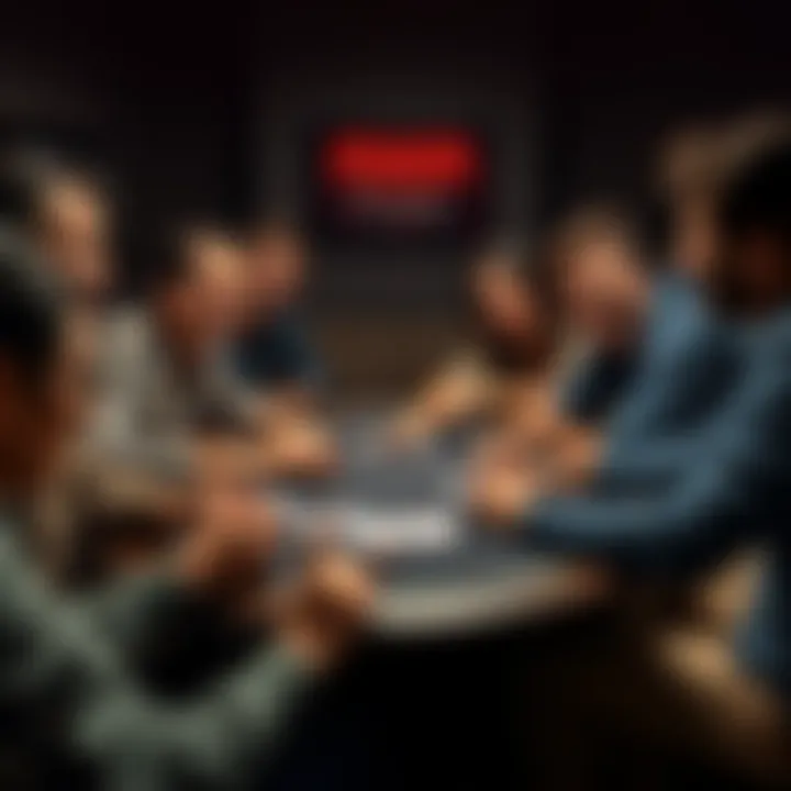 A group of friends enjoying a poker game at home, with cards and chips on the table, laughing and having fun.
