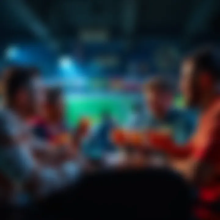 Group of friends sharing sports bets A group of friends discussing and sharing their sports bets over drinks, celebrating their wins together