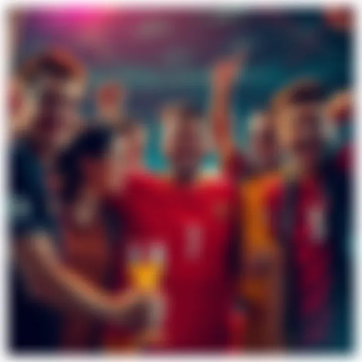 Group of friends celebrating a betting win, one person is showing excitement after winning 5 out of 6 bets, with hopeful expressions on their faces for future wins