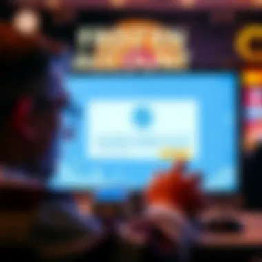 Frozen Casino Account A frustrated gambler looking at a computer screen with a frozen account notification and money symbol, representing difficulties with withdrawals from a casino account.