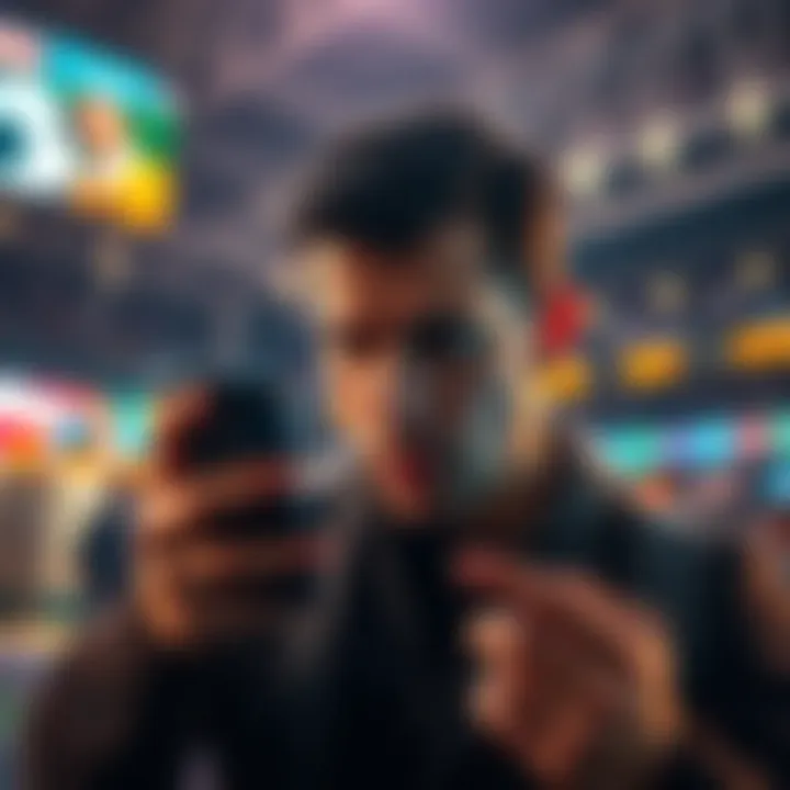 A person showing frustration while viewing betting promotions on a smartphone, indicating feelings of jealousy and disappointment due to location-based restrictions.