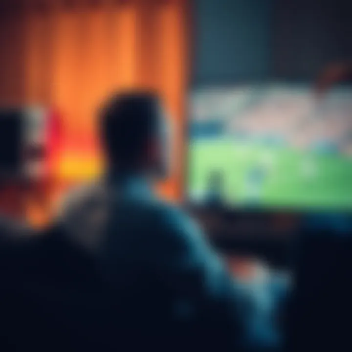 A frustrated bettor sits in front of a TV, showing disappointment while watching a baseball and football game, reflecting on recent betting losses.