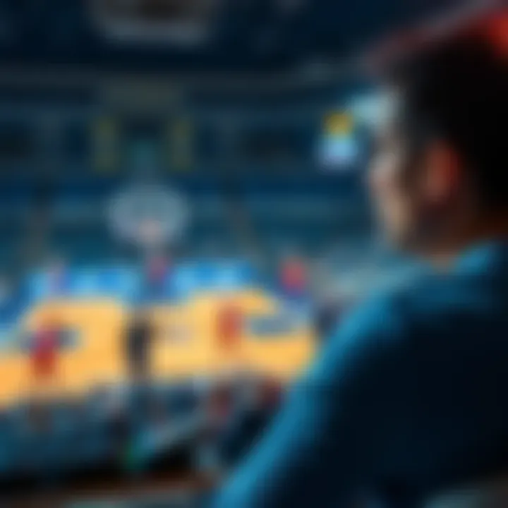 A sports bettor looks disappointed while watching a basketball game on TV, showing frustration after a potential win turned into a loss