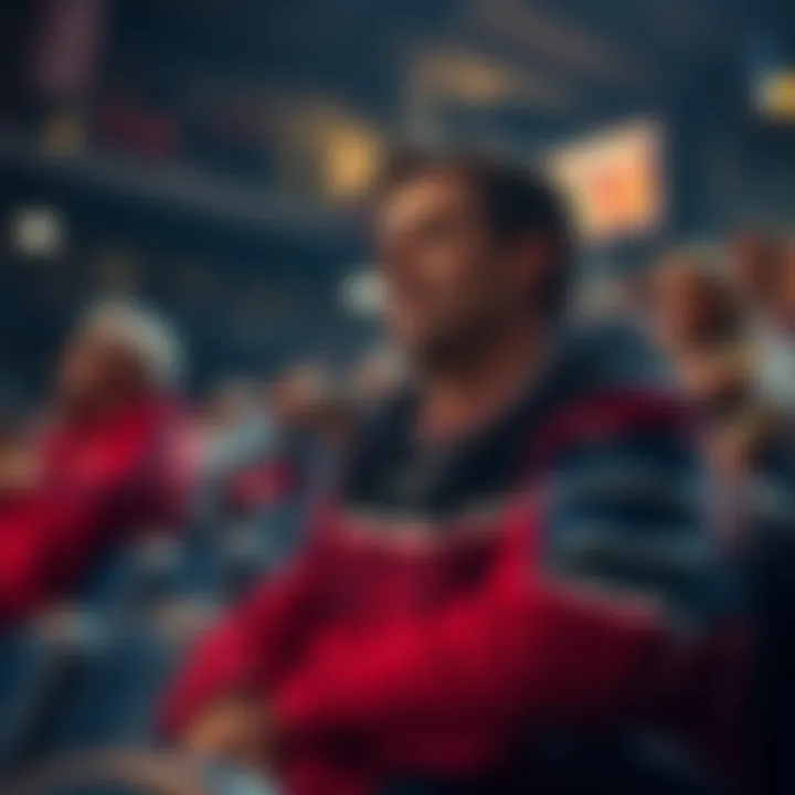 A frustrated fan showing disappointment in the stands after a player gets ejected during a game
