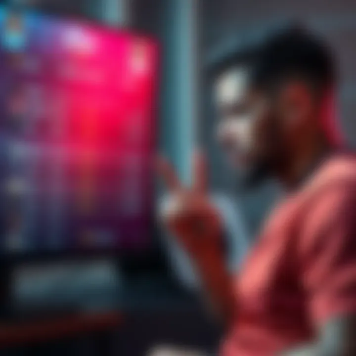 A frustrated fantasy football player looking at a screen showing poor performance stats, with a fantasy team list beside him.