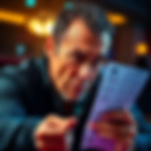 A frustrated gambler looking at betting slips, expressing disappointment after a bad weekend, with a hopeful expression for future bets.