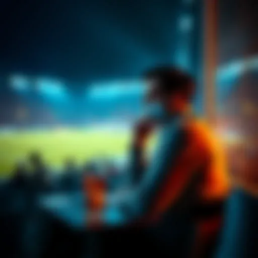 A frustrated person sits on the edge of their seat, watching a sports match with a disappointed expression, surrounded by betting slips and a drink, reflecting on their losing streak by one goal.