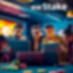 Group of people expressing frustration about bonus distribution on a gambling platform, with laptops and phones in hand