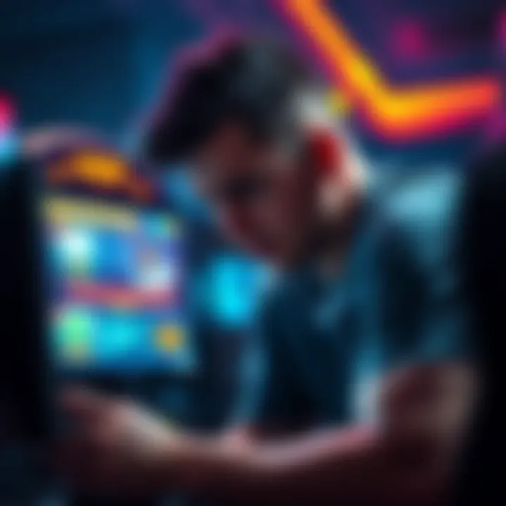 A gamer shows frustration while looking at a screen displaying a game loss, reflecting a sense of disappointment over nearly winning a cash prize.