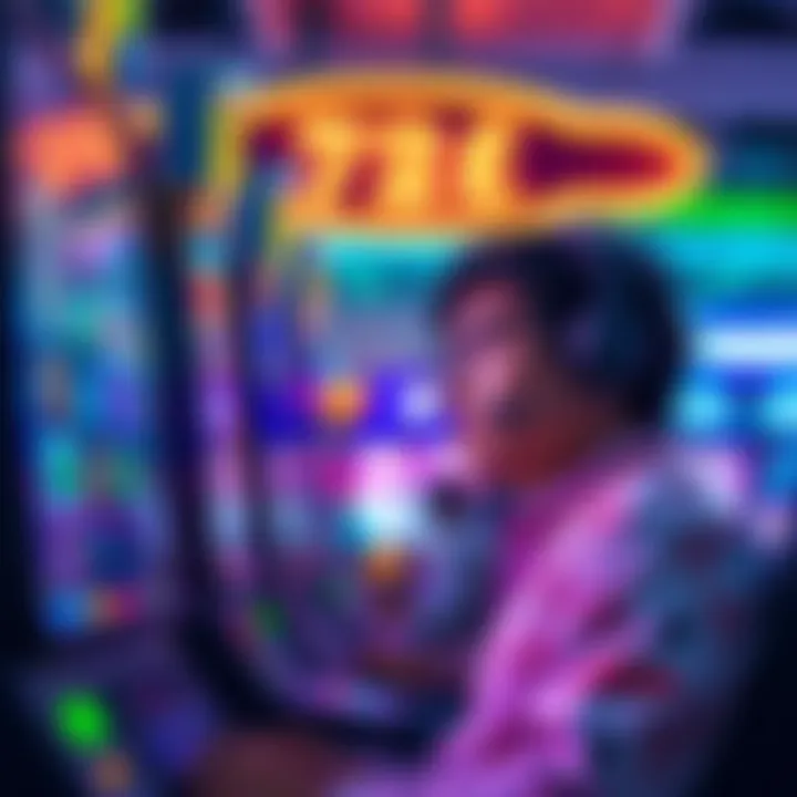 A player looks disappointed while playing a slot machine, reflecting on lost money in search of bonuses.