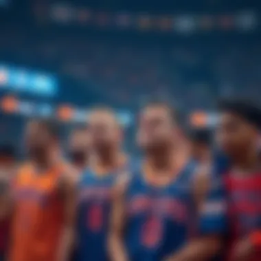 A group of frustrated Knicks fans in team jerseys showing disappointment during a game