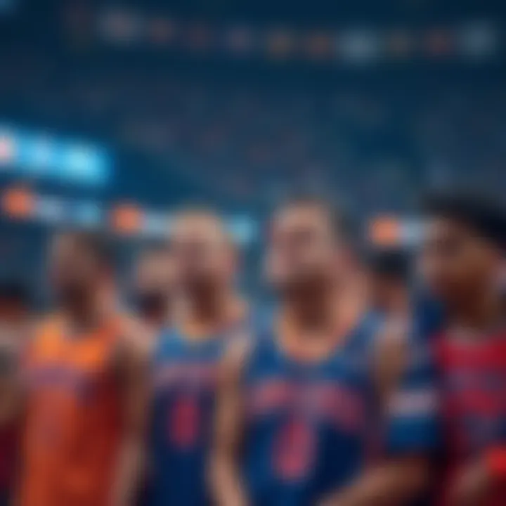 A group of frustrated Knicks fans in team jerseys showing disappointment during a game