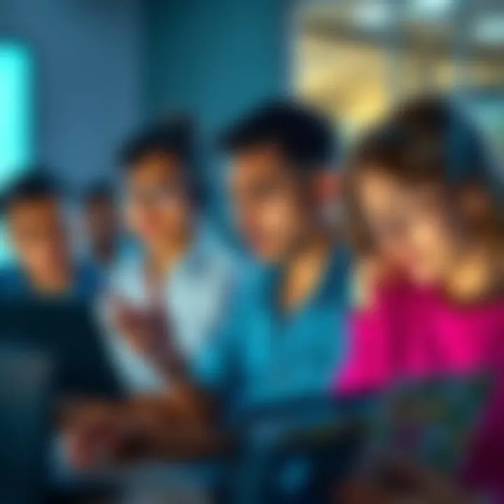 Frustrated people discussing funds withdrawal A group of frustrated individuals looking at their screens, expressing concern about withdrawing funds, with one person visibly disappointed.