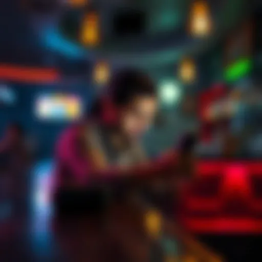 A person sitting alone at a bar, looking frustrated while scrolling on their phone, reflecting on love and connection issues.