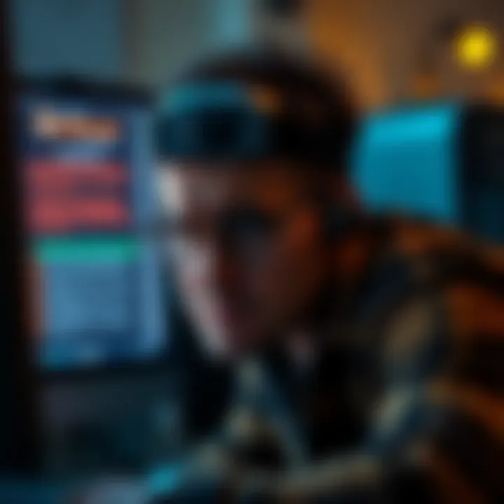 A person showing frustration while trying to withdraw money online, with a frowning expression and the computer screen displaying error messages