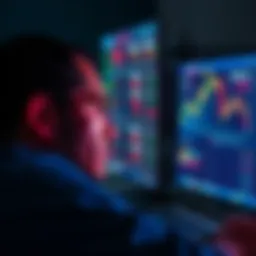 A frustrated individual staring at a computer screen showing declining numbers, reflecting a recent financial loss