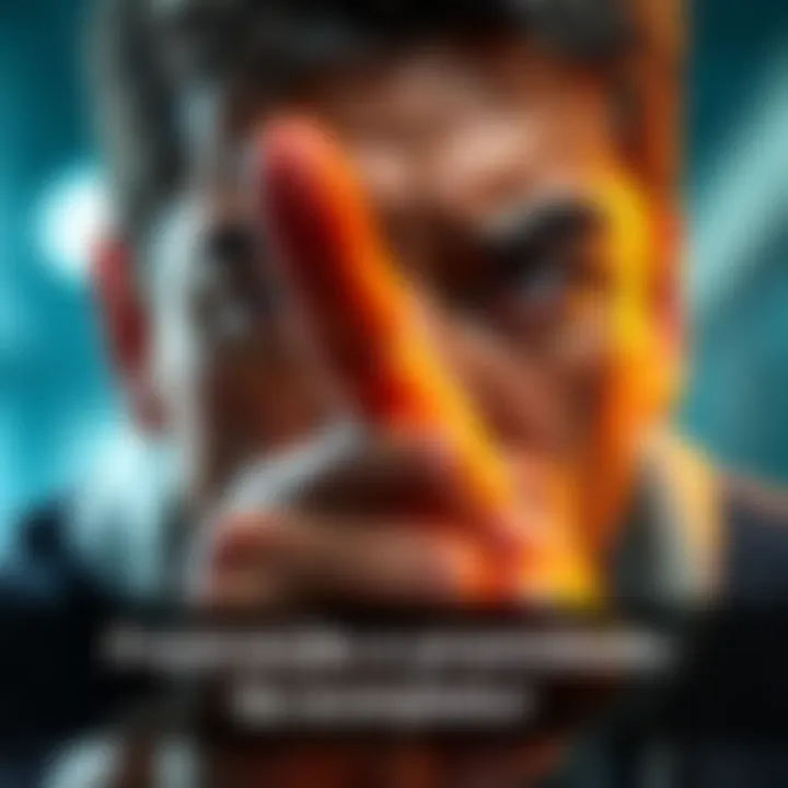 A person showing frustration while trying to reach a goal, with a close view of their hand almost touching a target.