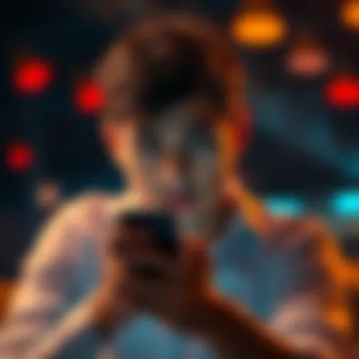 A person looks frustrated while trying to set up their new phone's predictive text features.