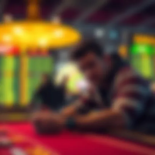 A person looking worried while checking their betting results on a game interface, showing signs of loss and disappointment.