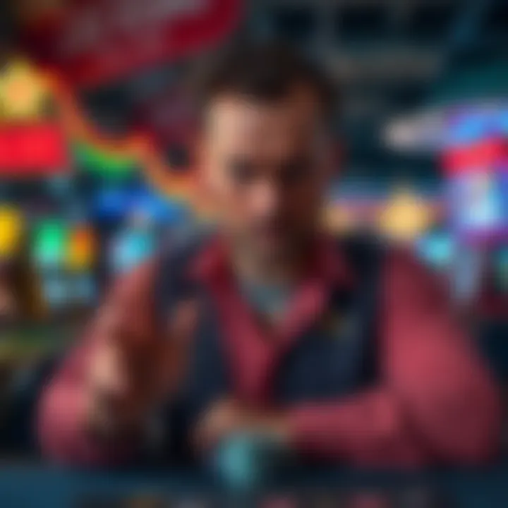 A player looking disappointed while holding losing casino chips in Las Vegas