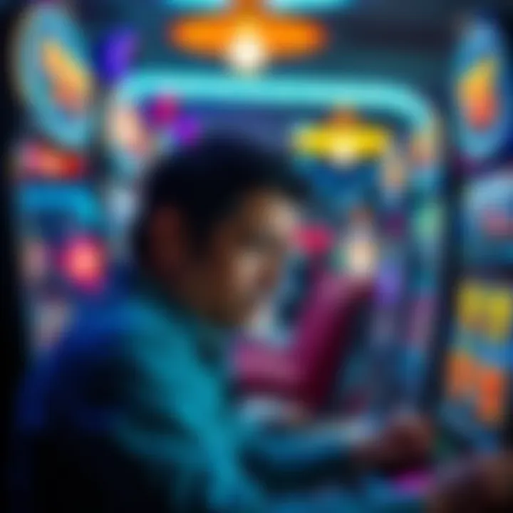 A person looking frustrated while playing a slot machine in myVEGAS as bets increase, showing signs of disappointment.