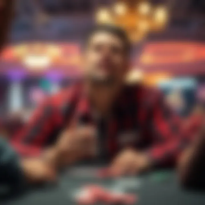 A poker player showing frustration at the table after an opponent makes a questionable call with Q 2 Offsuit.