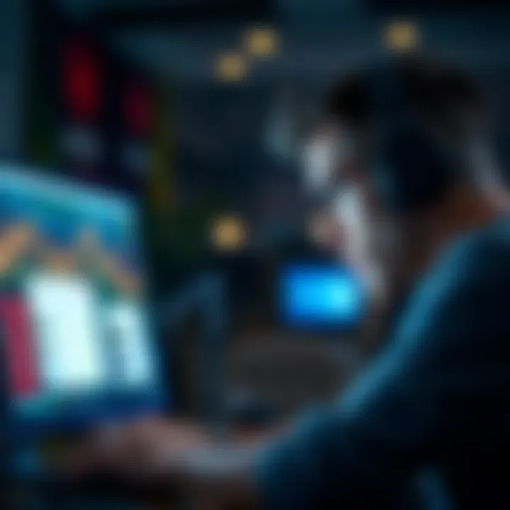 A frustrated poker player staring at a computer screen with pop-up ads, showing irritation with the application ACR Poker.