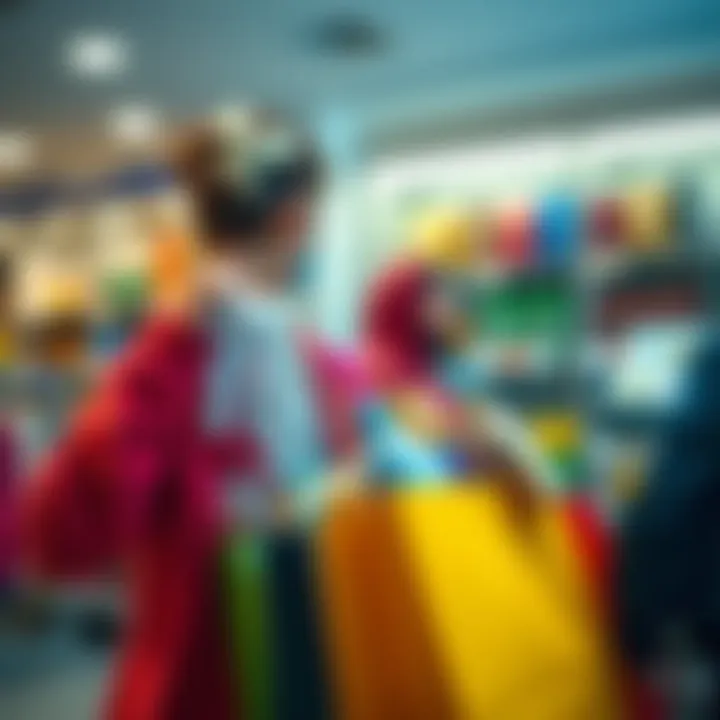 A frustrated shopper looks at a bag of unnecessary purchases while considering their spending habits