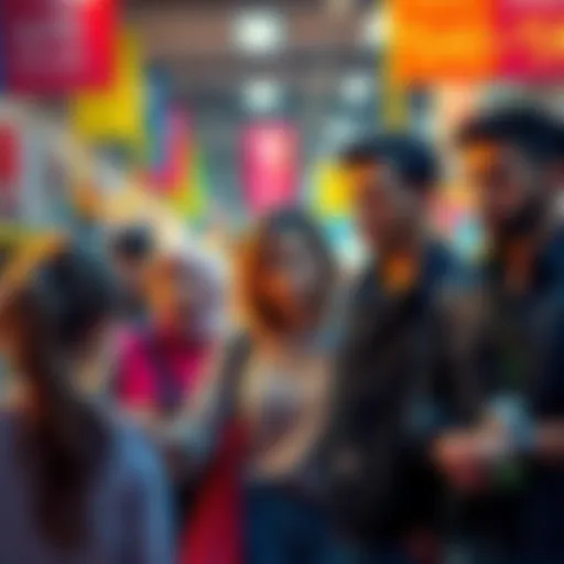 A group of people showing disappointment while searching for promotions in a store