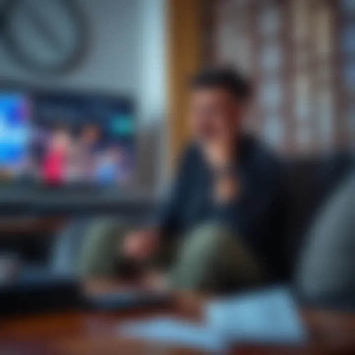 A person sitting on a couch, looking frustrated while watching a basketball game on TV, with a betting slip discarded on the table