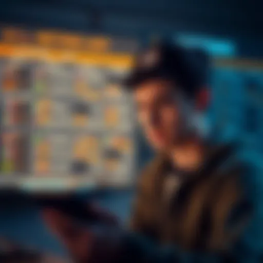 A person looking frustrated while using a betting app, with a basketball game schedule in the background