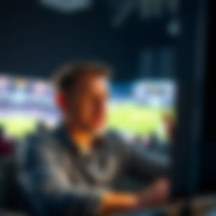 A frustrated bettor reacts to a lost bet while watching a sports game on TV. Emotions are high as they express disappointment and anger.