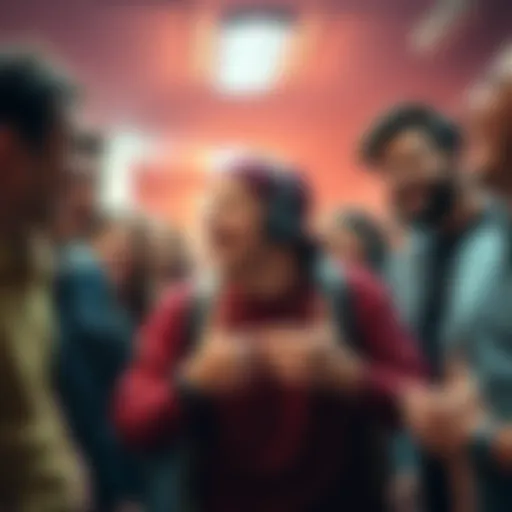 People laughing and reacting to a man's funny mistakes in a viral video