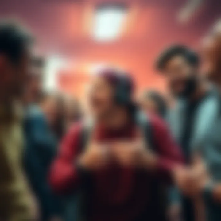 People laughing and reacting to a man's funny mistakes in a viral video