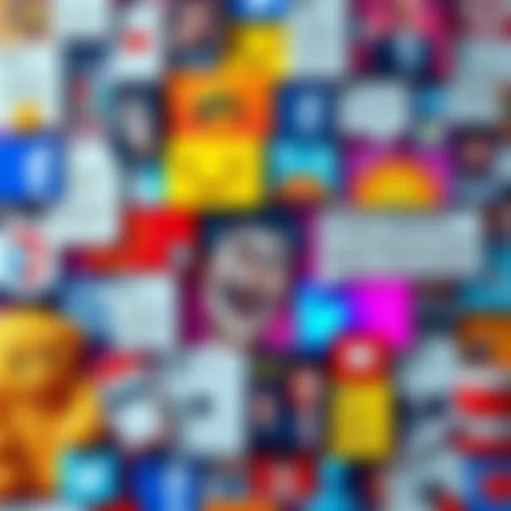 A colorful collage of memes and funny comments on social media