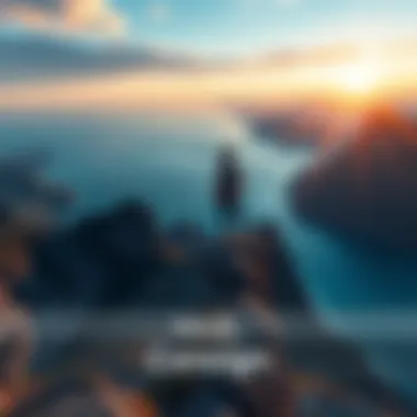Looking ahead to the future A person standing at the edge of a cliff, gazing into the horizon with excitement and anticipation for new experiences.