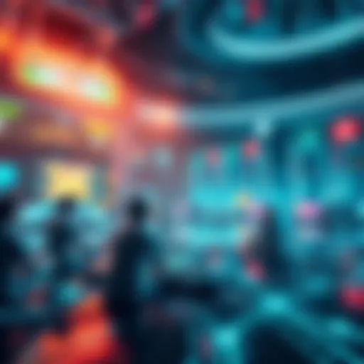 A futuristic gaming interface showing interconnected players and immersive graphics, symbolizing the evolution of gaming.