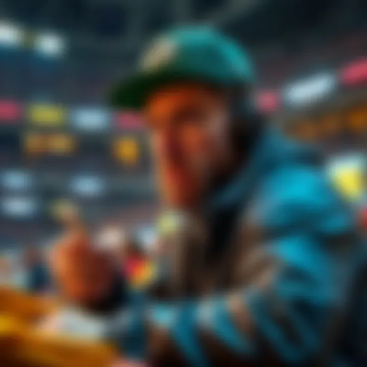 A gambler places a bet of 50 dollars during the Packers game, focusing on the advertisers and their use of the word 'STUFFED'.