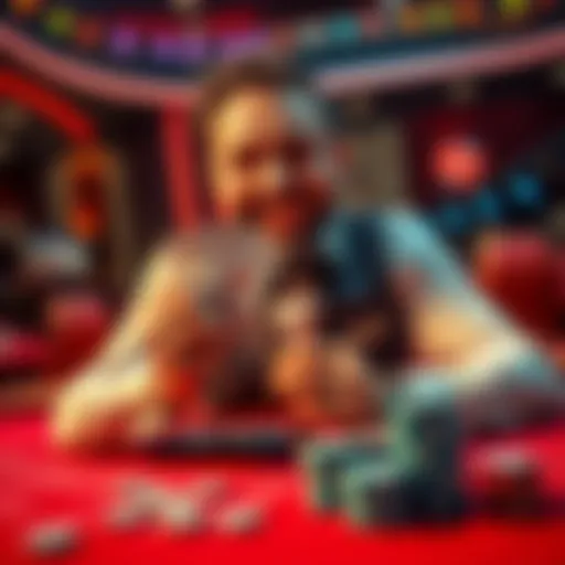 A happy gambler holding cards and chips while celebrating winning money at a Baccarat table