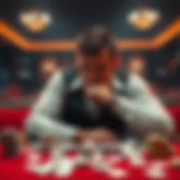 A thoughtful gambler sitting at a table, contemplating their recent losses with cards scattered around.