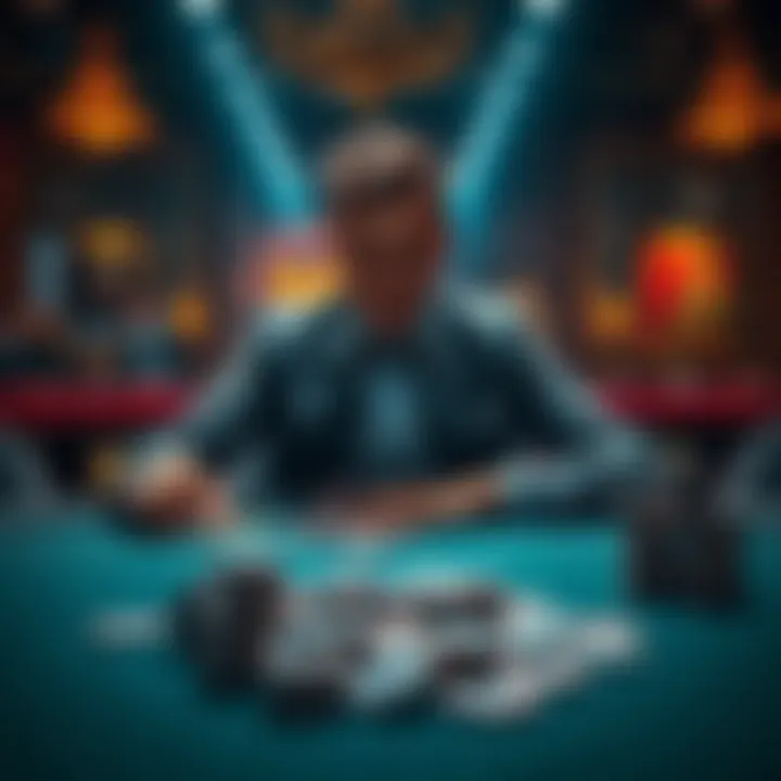 Gambler Reviewing Strategy A gambler sits at a table reflecting on betting strategies after losses, with chips scattered around.