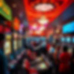 A busy Las Vegas casino floor with slot machines and people playing games