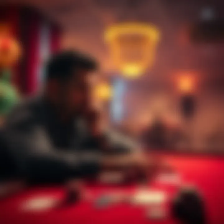 A person sits at a table with playing cards and chips, looking thoughtful and remorseful about past gambling decisions