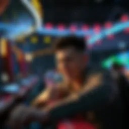 A person experiencing highs and lows of betting, showing excitement and frustration while playing at a casino