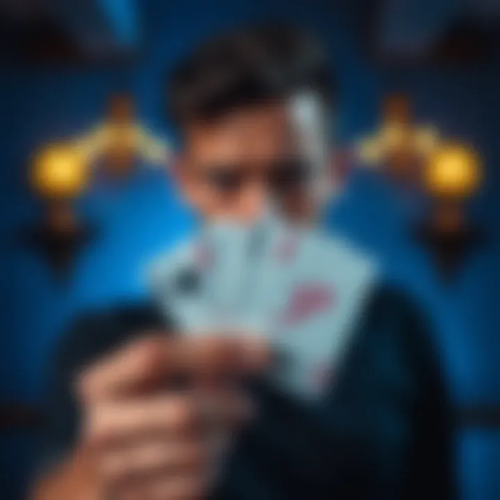 An individual looks worried while holding a playing card, symbolizing the struggle with gambling addiction and its effects on life.