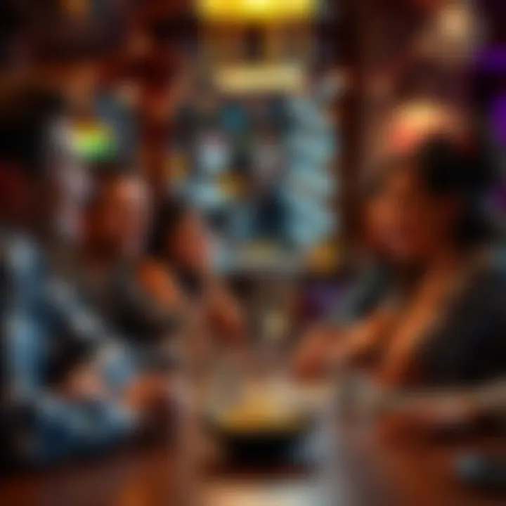 A group of friends laughing and sharing funny phrases at a game table