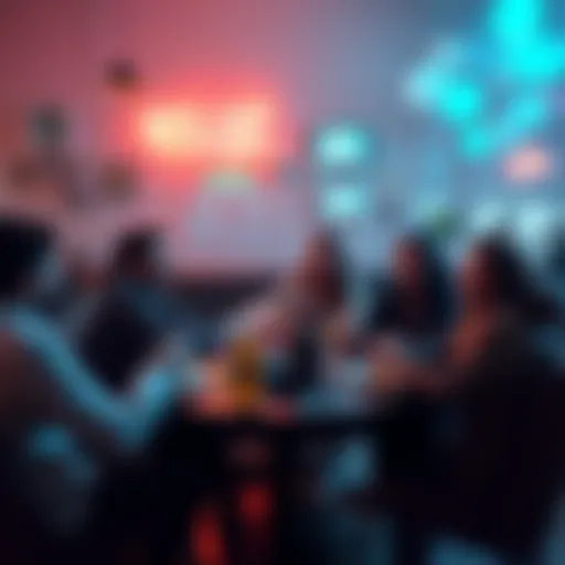 A group of friends gathered around a table with snacks and drinks, discussing game strategies for an upcoming match.